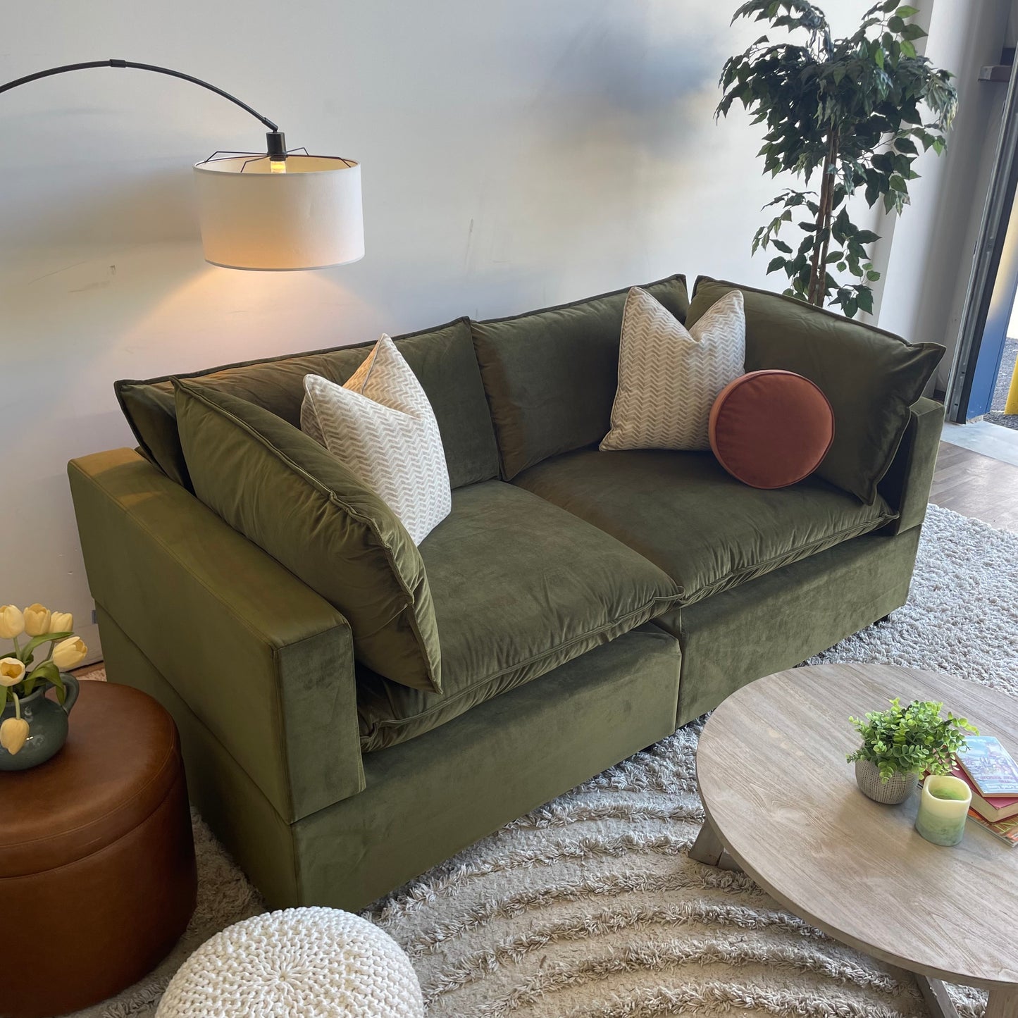 Bellamia Luna Loveseat in Green Performance Velvet