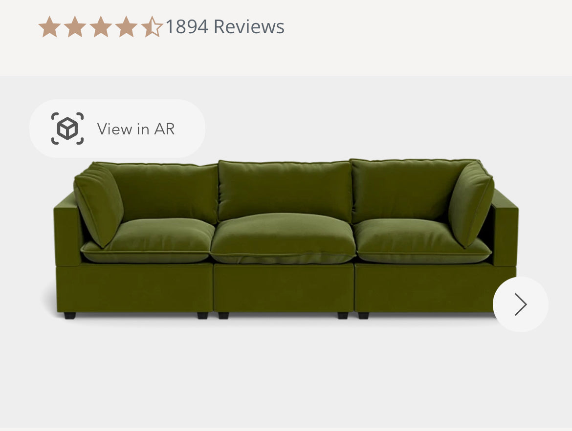 Albany Park Kova 4pc Modular Pillow Top Couch in Olive Green Performance Velvet
