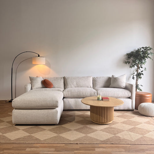 Brook Sofa + Ottoman in Anquilla Ivory Performance Chenille — Kindred Couches