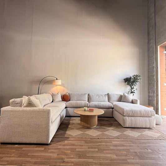 Brook Grand Corner Sectional + Ottoman in Anquilla Ivory Performance Chenille — Kindred Couches