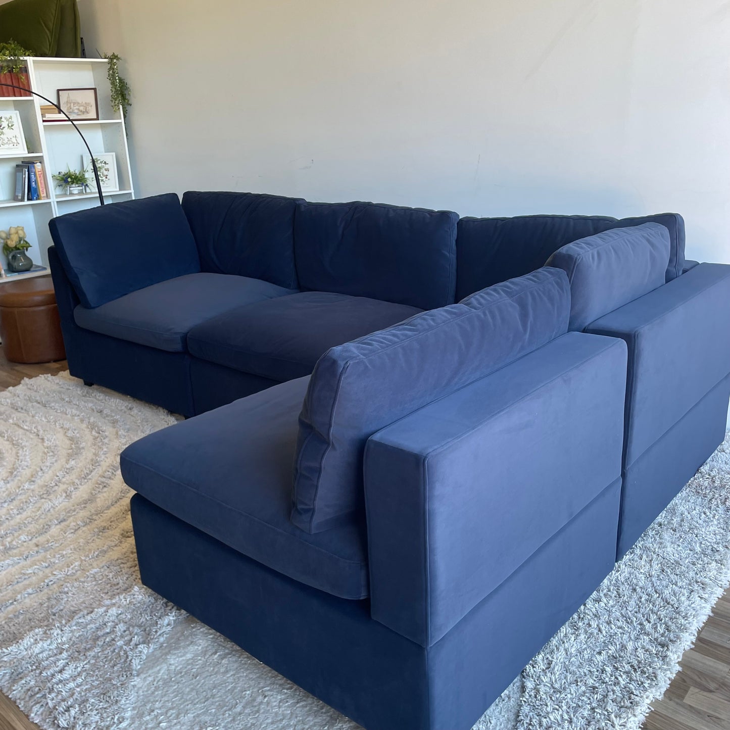 Albany Park Kova 4pc Modular Couch in Navy Blue Performance Velvet (Box top cushions)