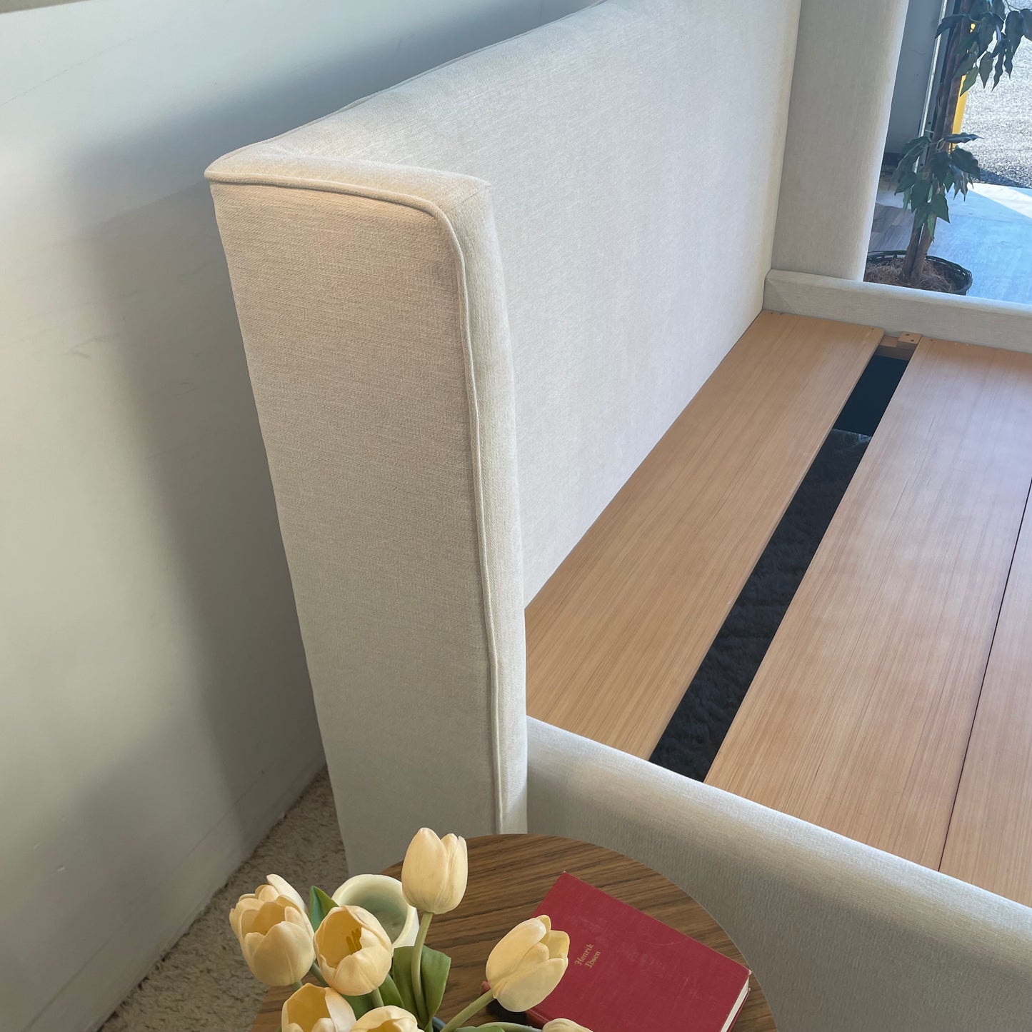 Interior Define Graham Queen Bed in Cream Performance Fabric