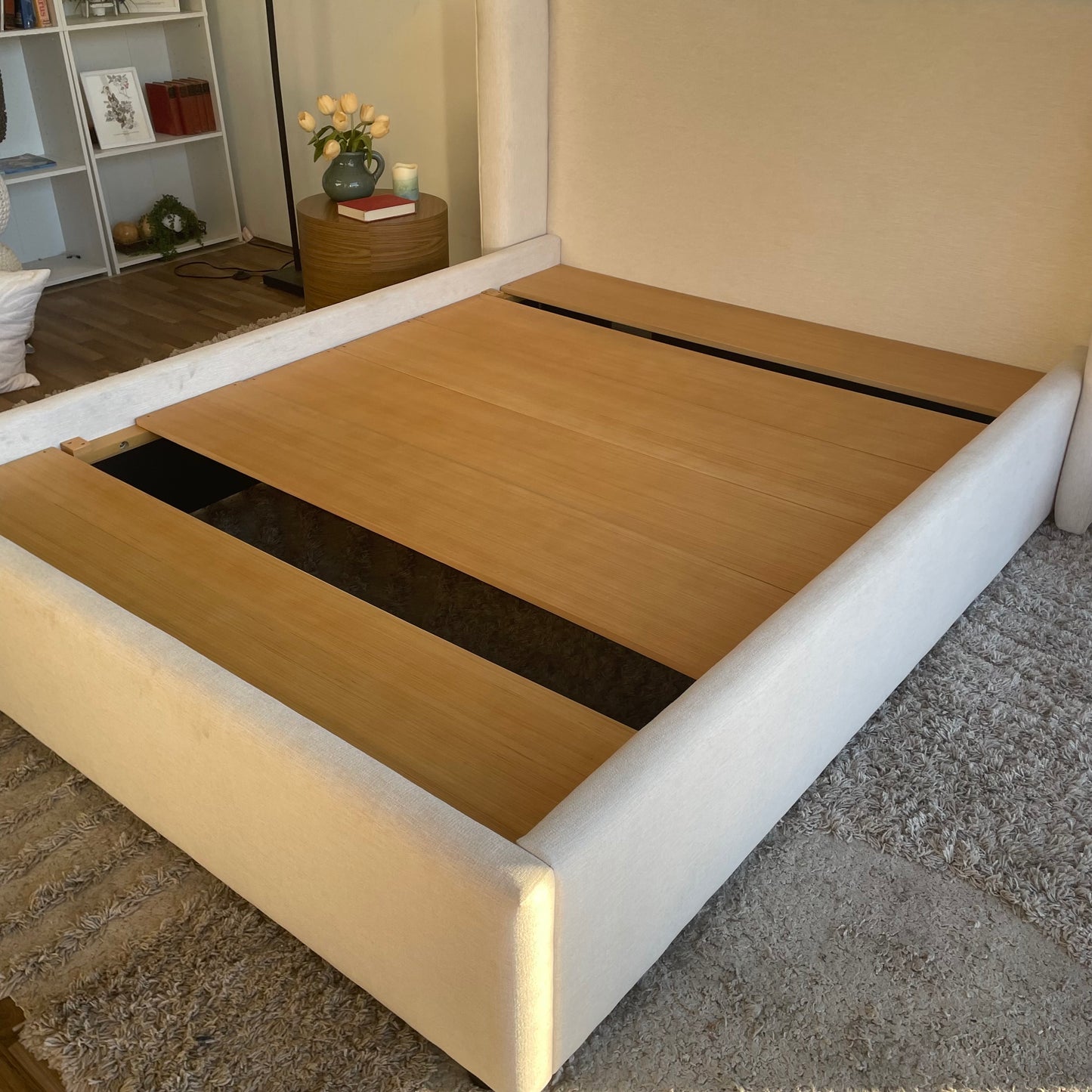 Interior Define Graham Queen Bed in Cream Performance Fabric