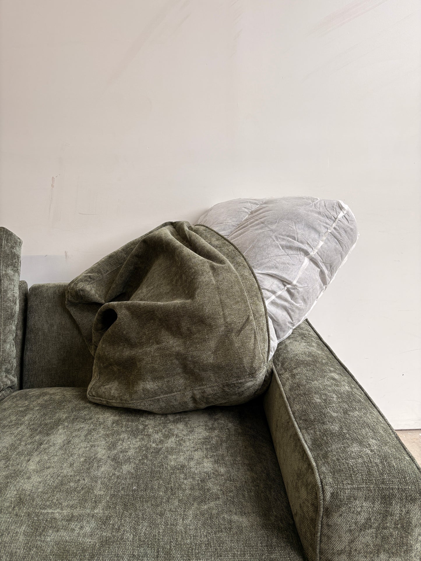 Atlas Modular Corner Sectional + Ottoman in Green Chenille