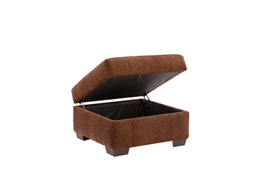 Ambler Ottoman in Rust Red Chenille