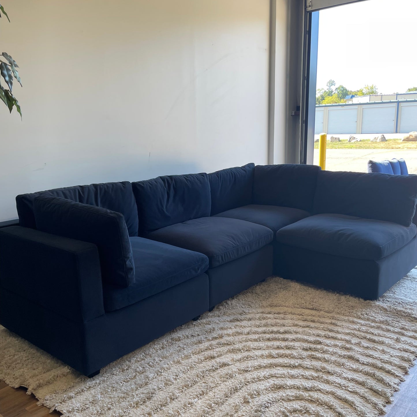 Albany Park Kova 4pc Modular Couch in Navy Blue Performance Velvet (Box top cushions)