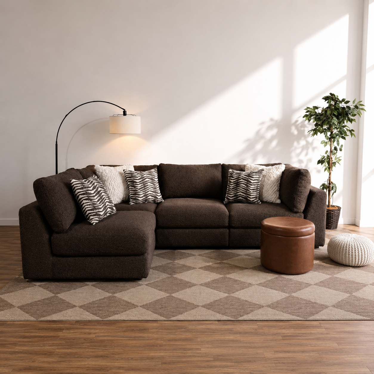 Georgia L-Shape Sectional in Cream Boucle