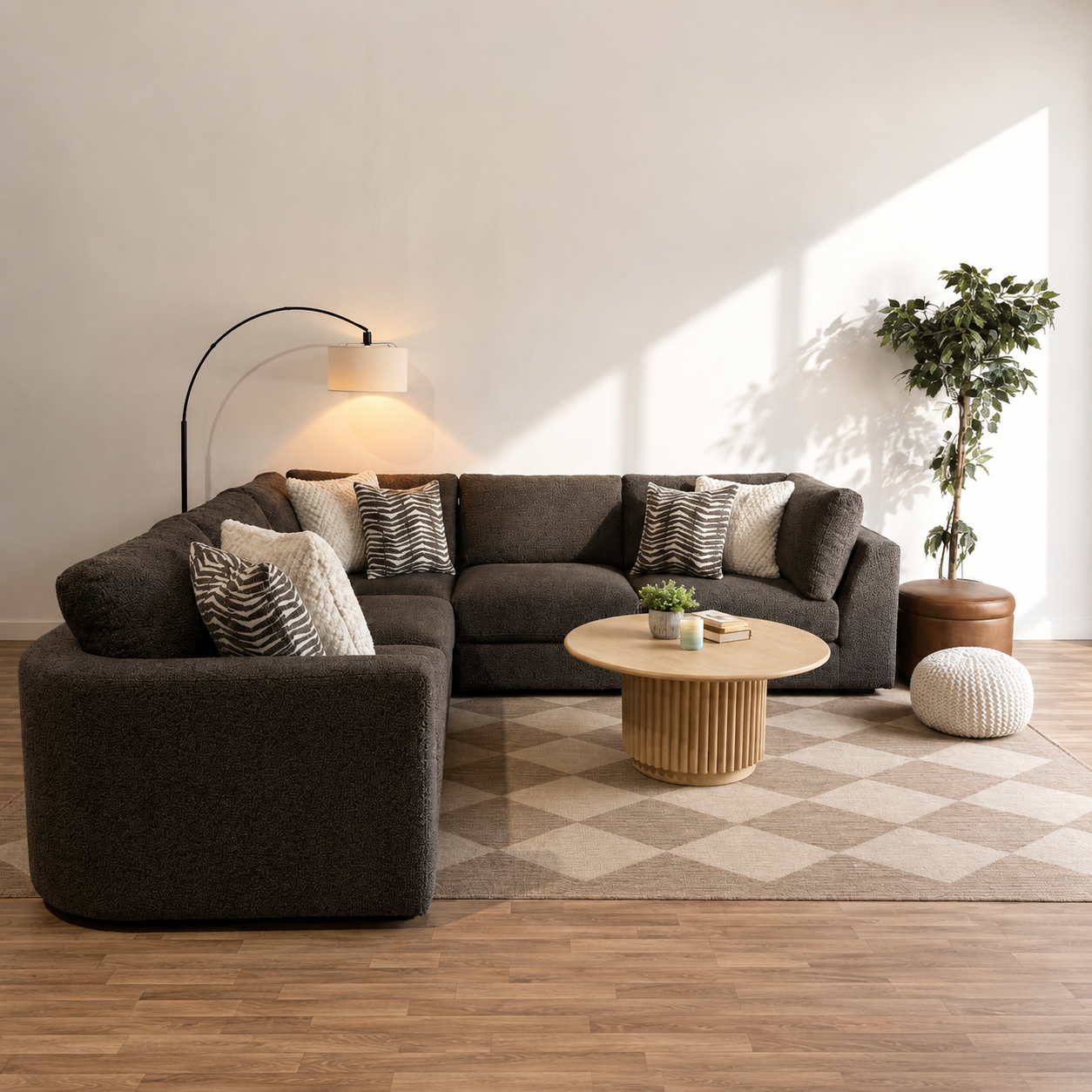 Georgia Corner Sectional in Cream Boucle