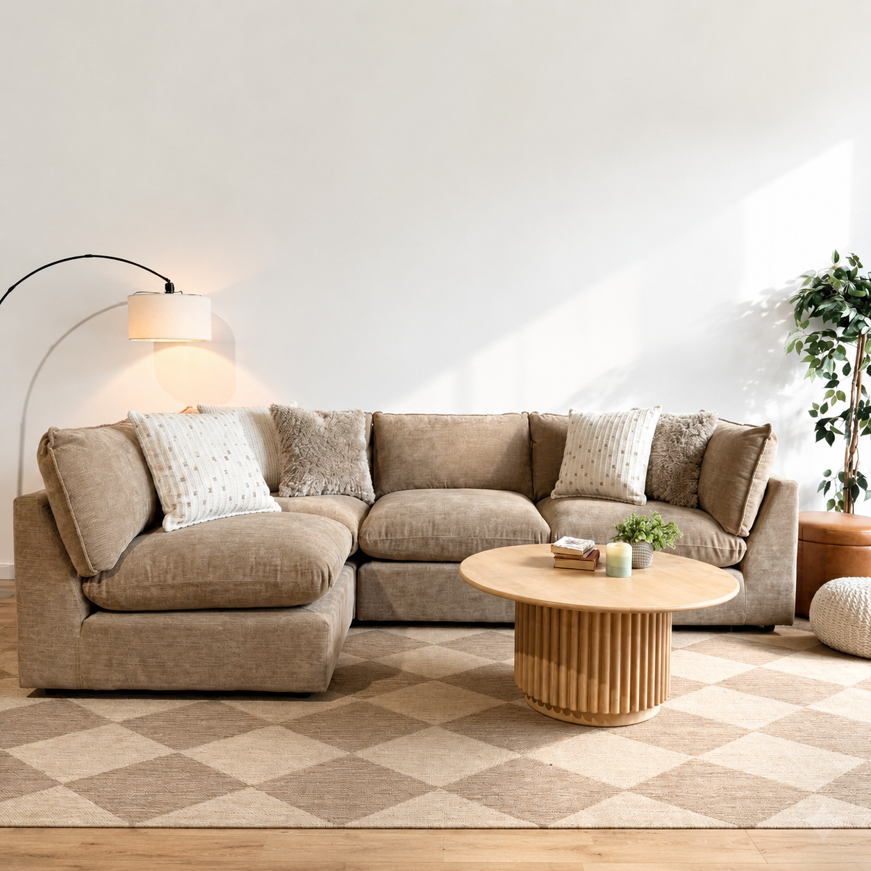 Mesa L-Shape Sectional in Sage Green Chenille