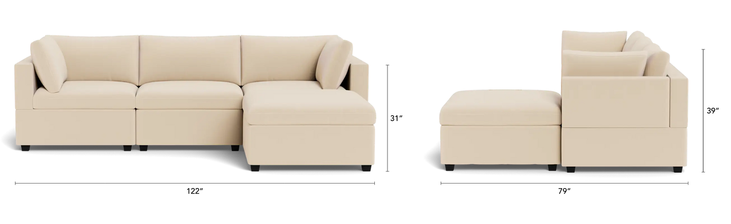 Albany Park Kova Modular 4 Pc Sectional in Spruce Performance Chenille (Pillow Top)