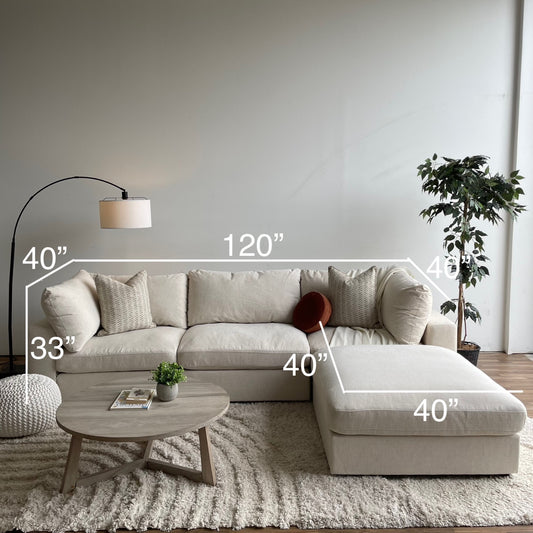 Serene Sofa + Ottoman in Linen Beige