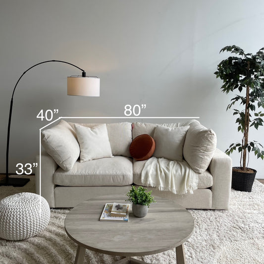 Serene Loveseat + Ottoman in Linen Beige