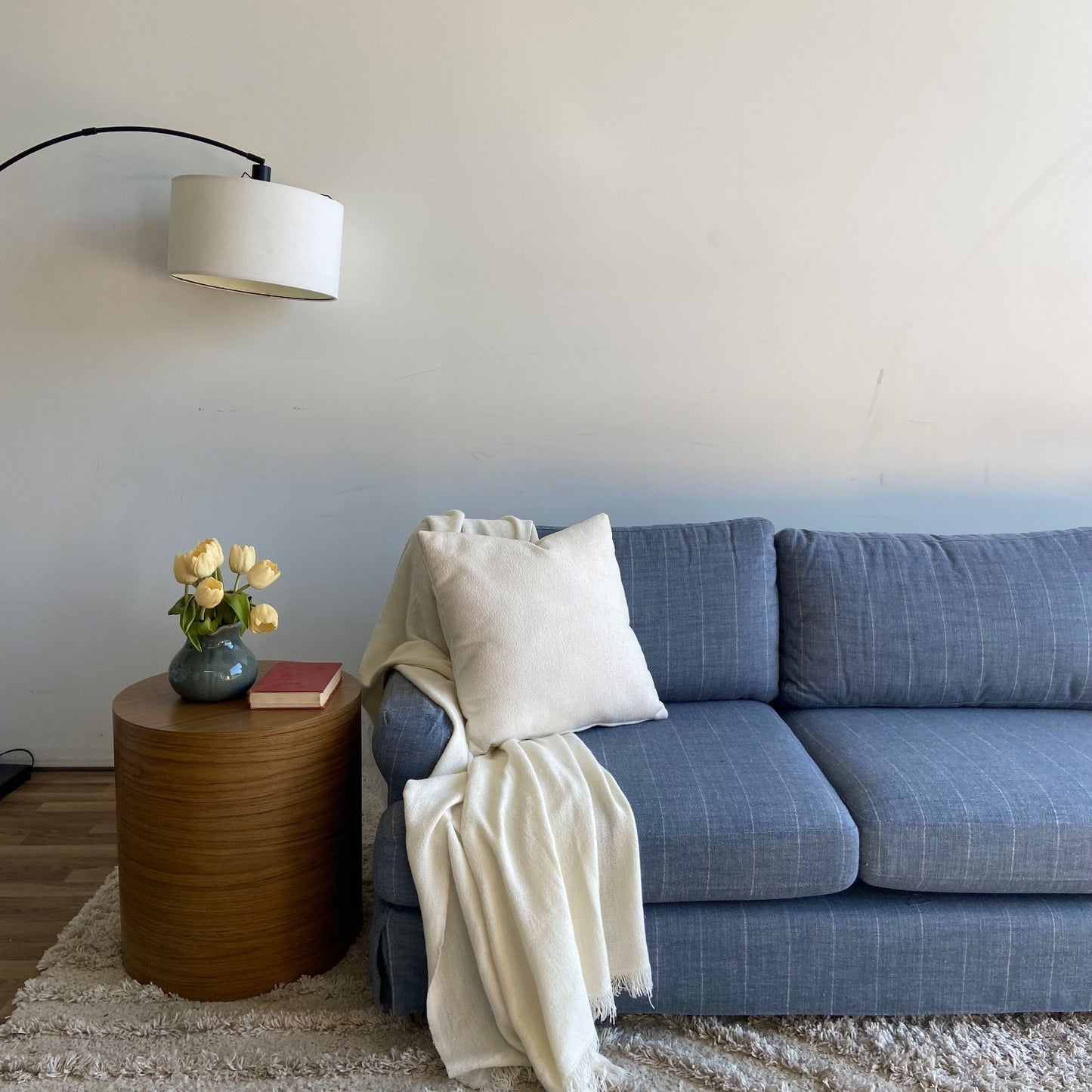 Interior Define Maxwell Slipcovered Sofa in Blue Performance Hunt Stripe