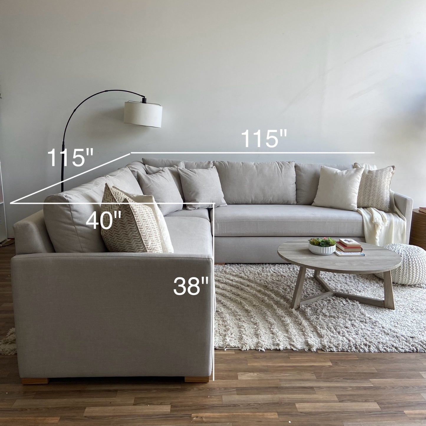 Interior Define Scarlett 3-piece Sectional in Cream