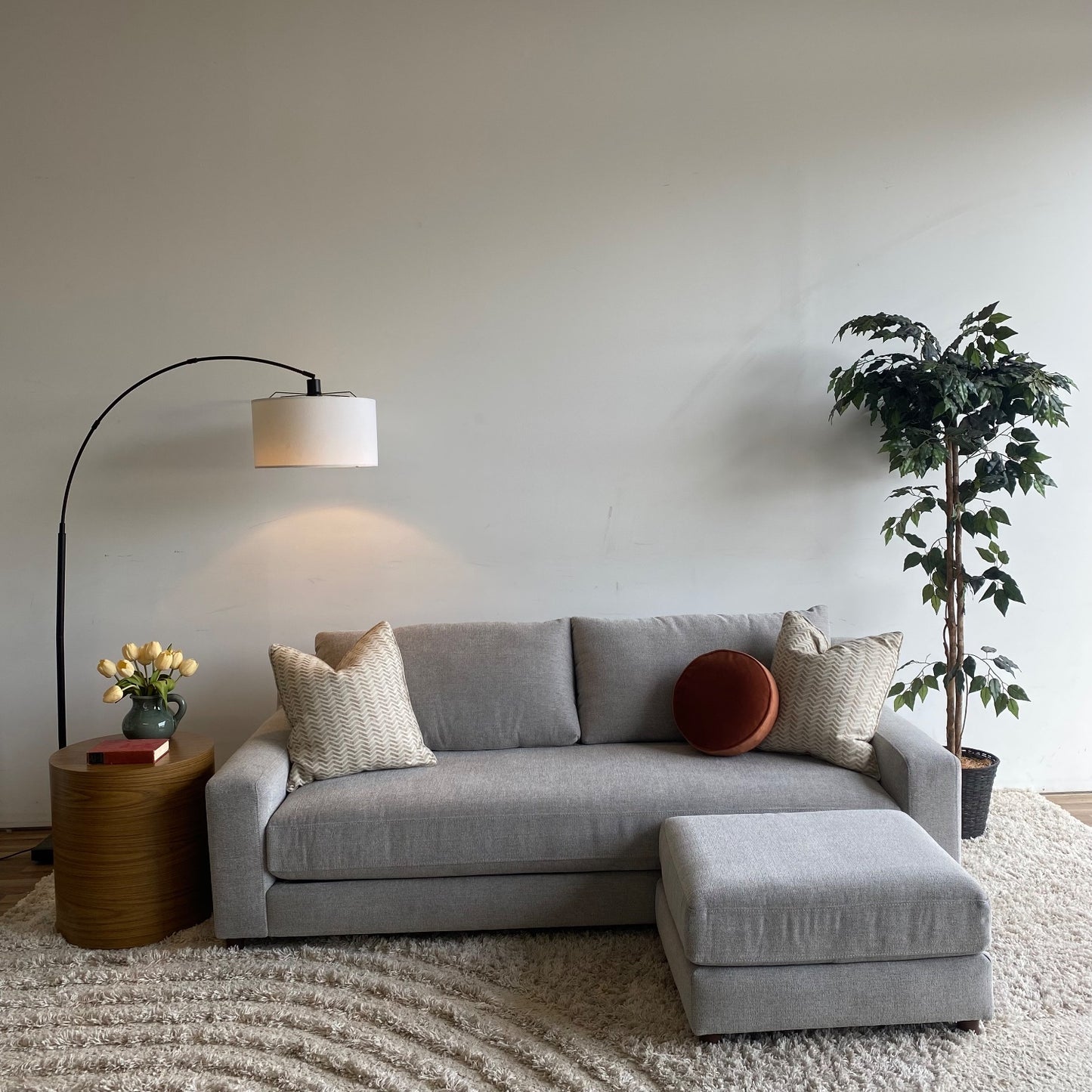 Interior Define Saylor Couch & Ottoman in Grey Chenille