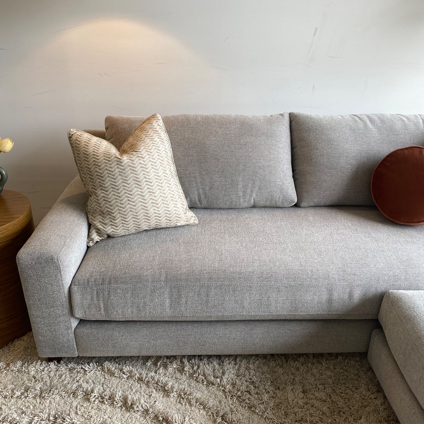Interior Define Saylor Couch & Ottoman in Grey Chenille