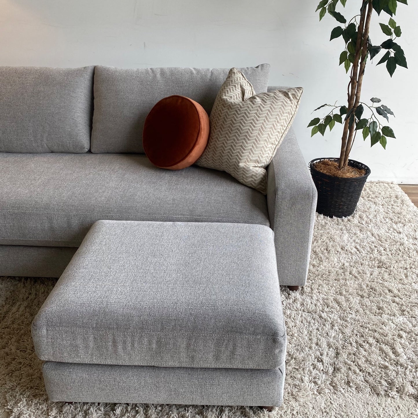 Interior Define Saylor Couch & Ottoman in Grey Chenille