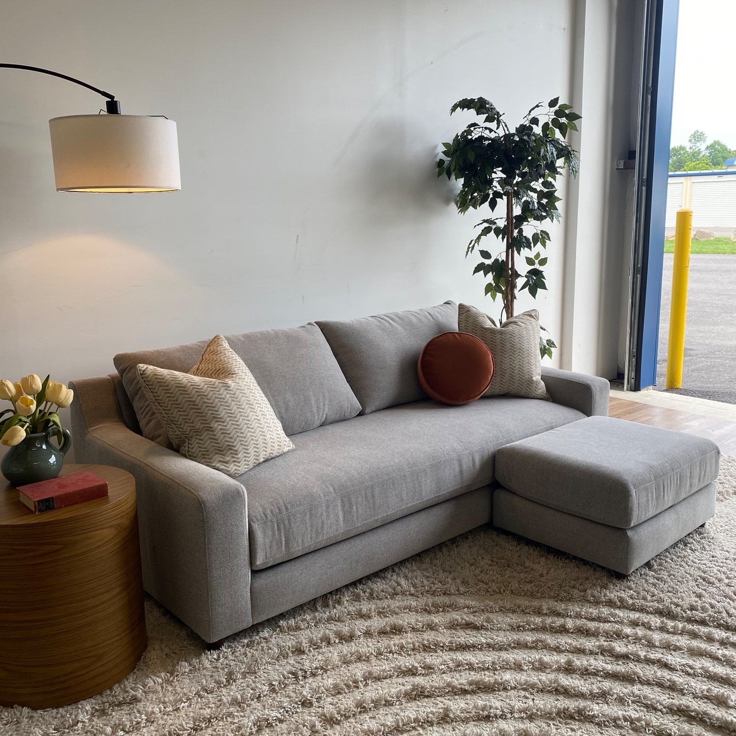 Interior Define Saylor Couch & Ottoman in Grey Chenille