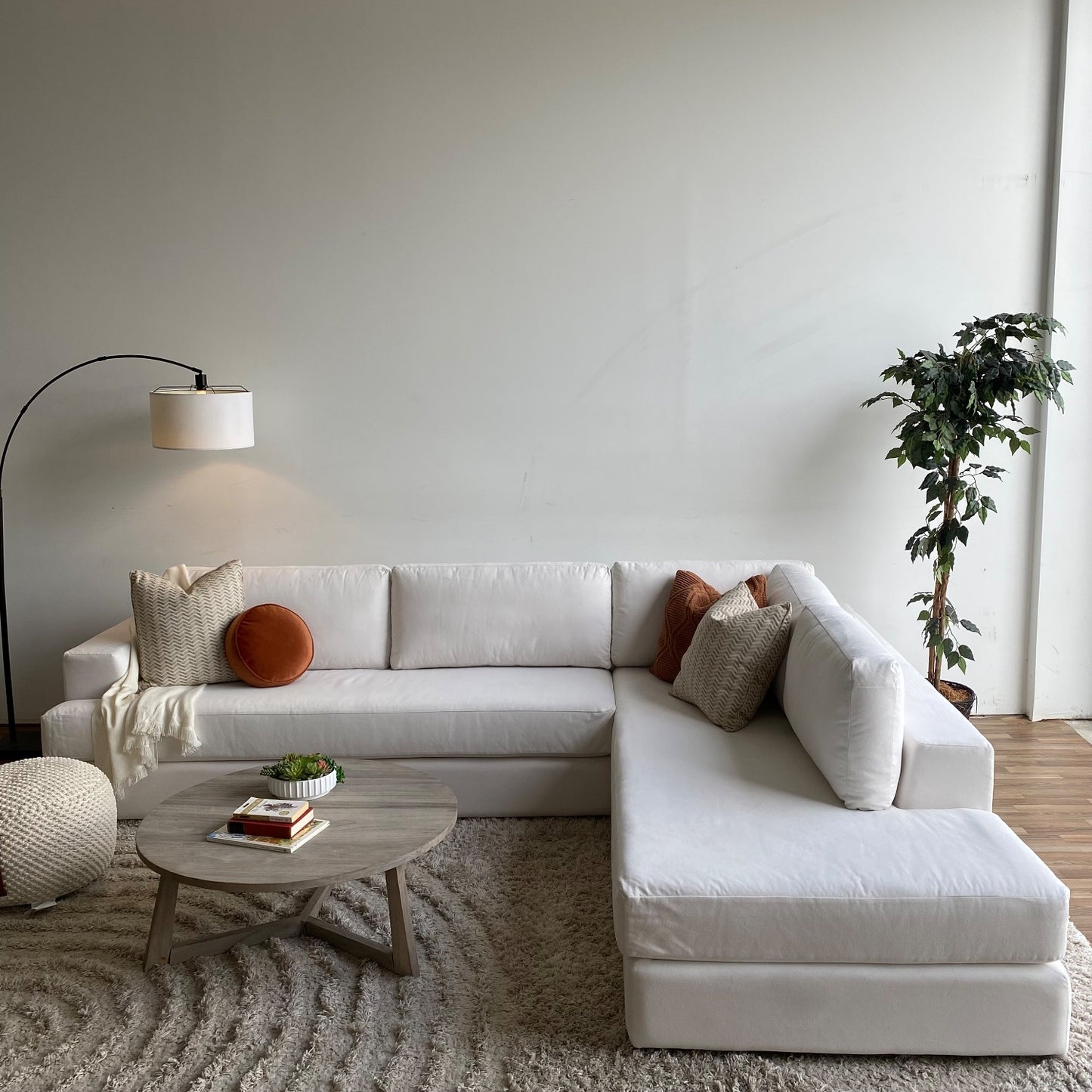 Interior Define Lee 2 Piece Bumper Sectional in White