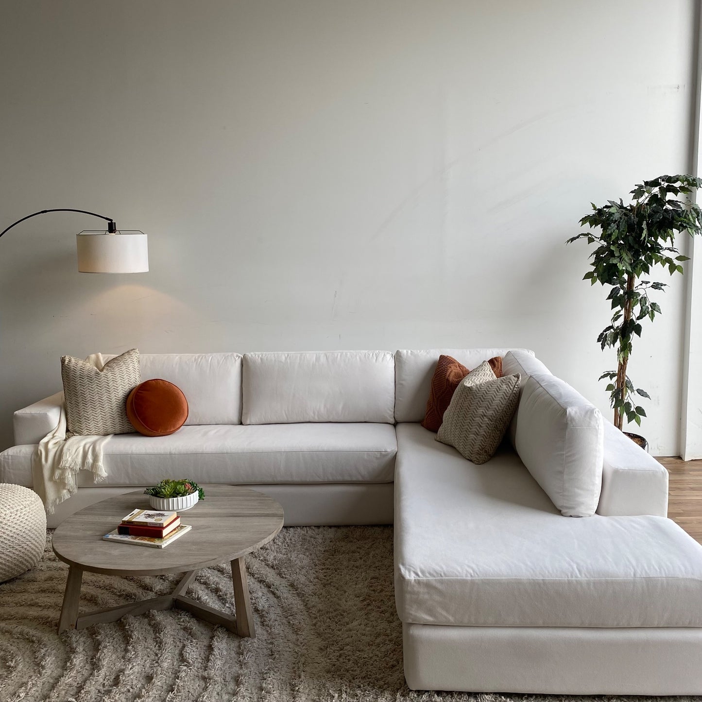 Interior Define Lee 2 Piece Bumper Sectional in White