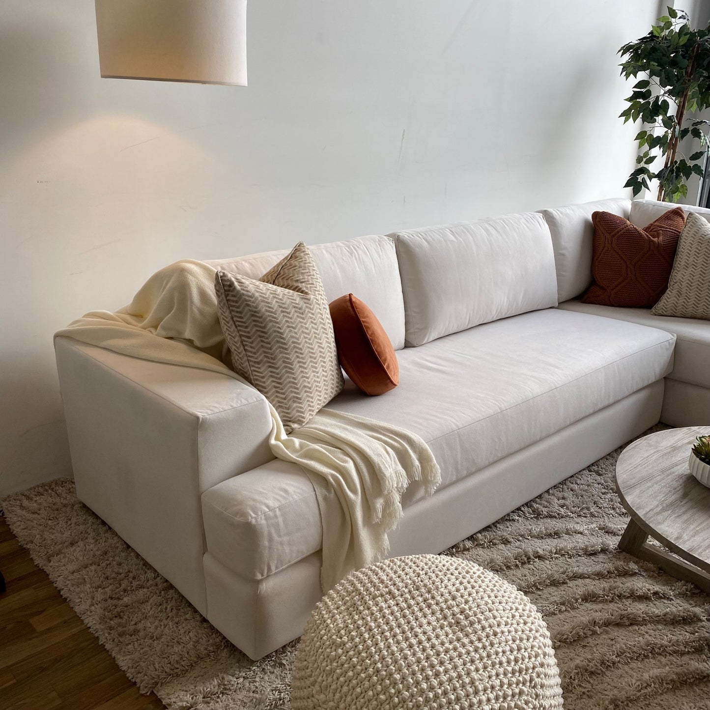Interior Define Lee 2 Piece Bumper Sectional in White