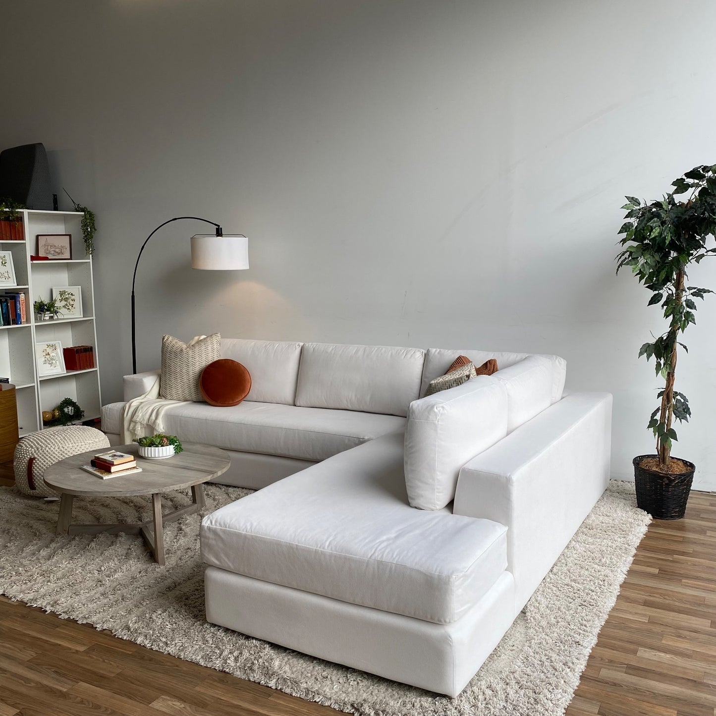 Interior Define Lee 2 Piece Bumper Sectional in White