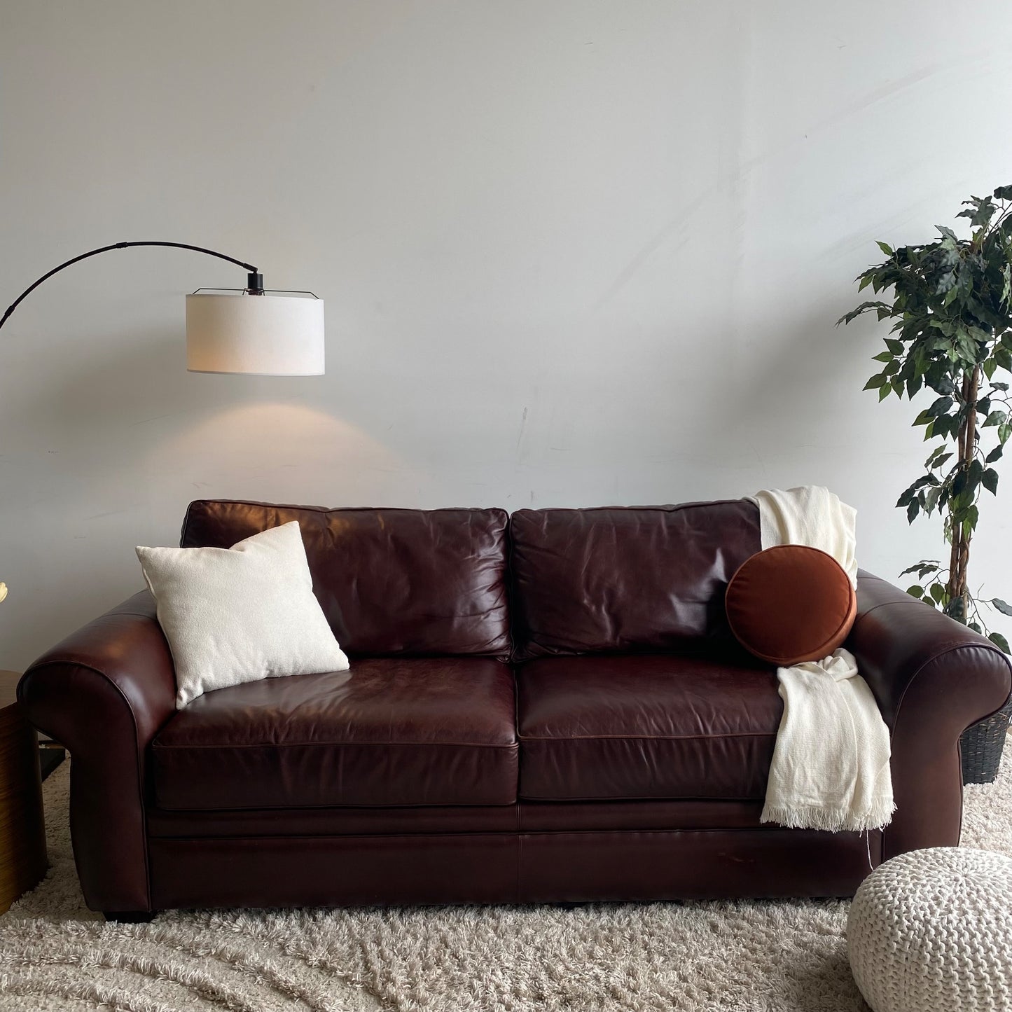 Pottery Barn Pearce Sleeper Sofa in Merlot Leather