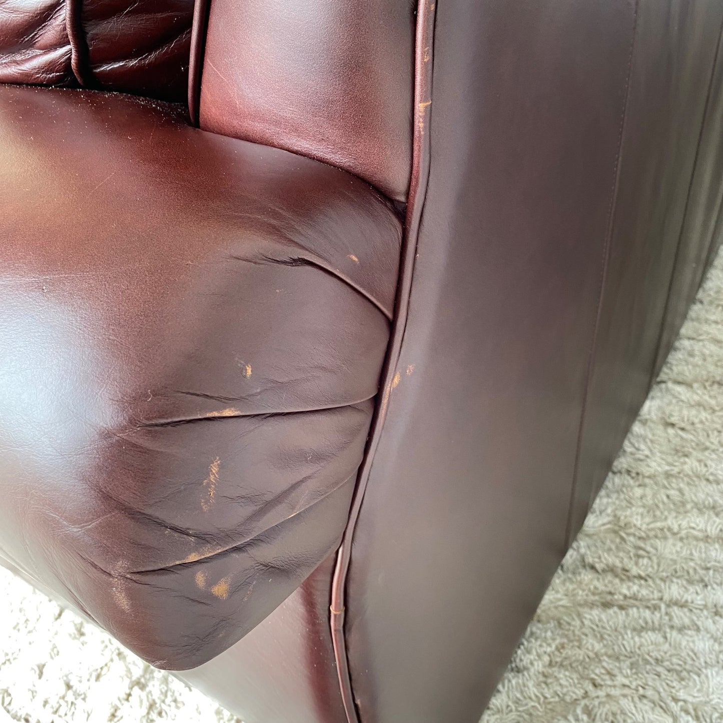 Pottery Barn Pearce Sleeper Sofa in Merlot Leather