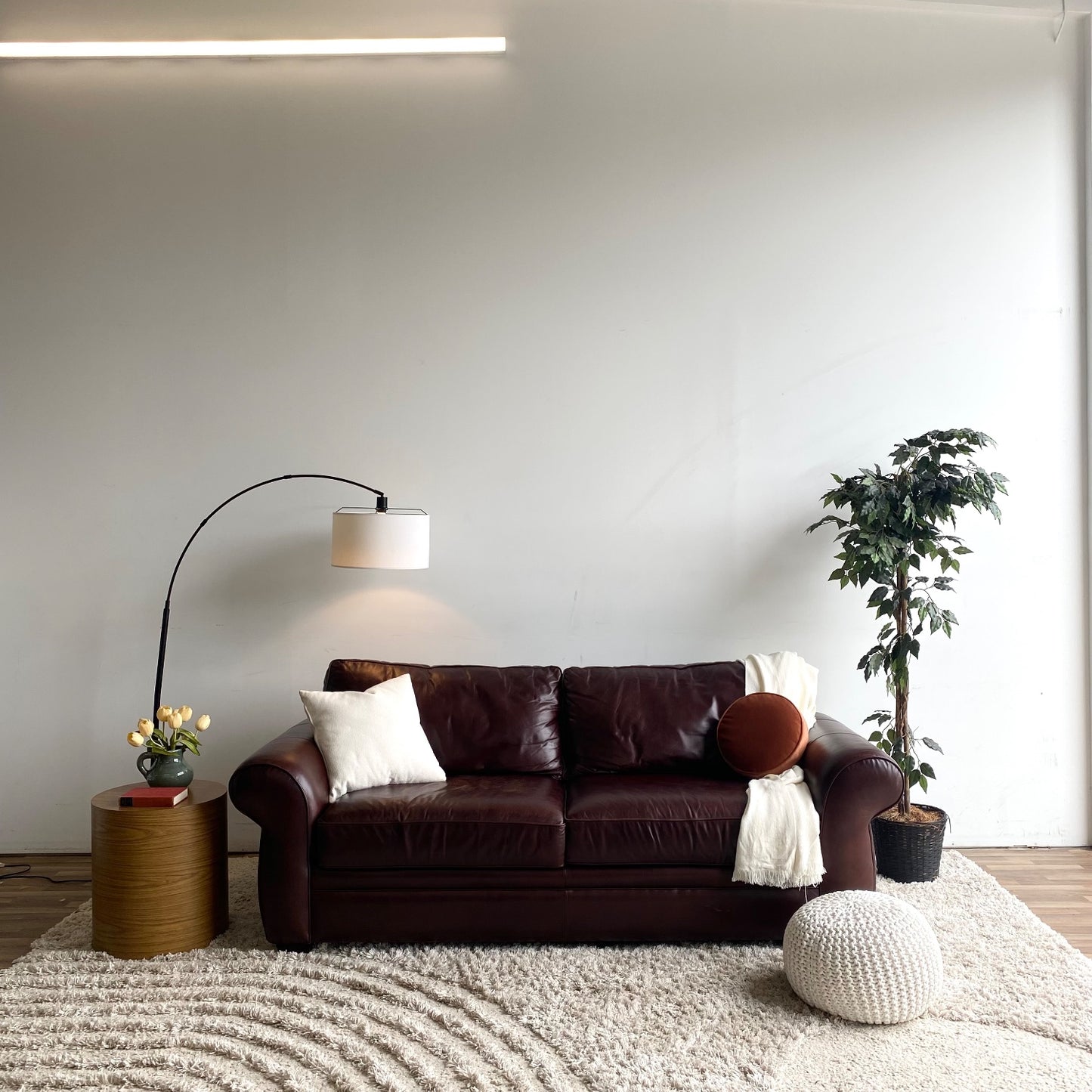 Pottery Barn Pearce Sleeper Sofa in Merlot Leather