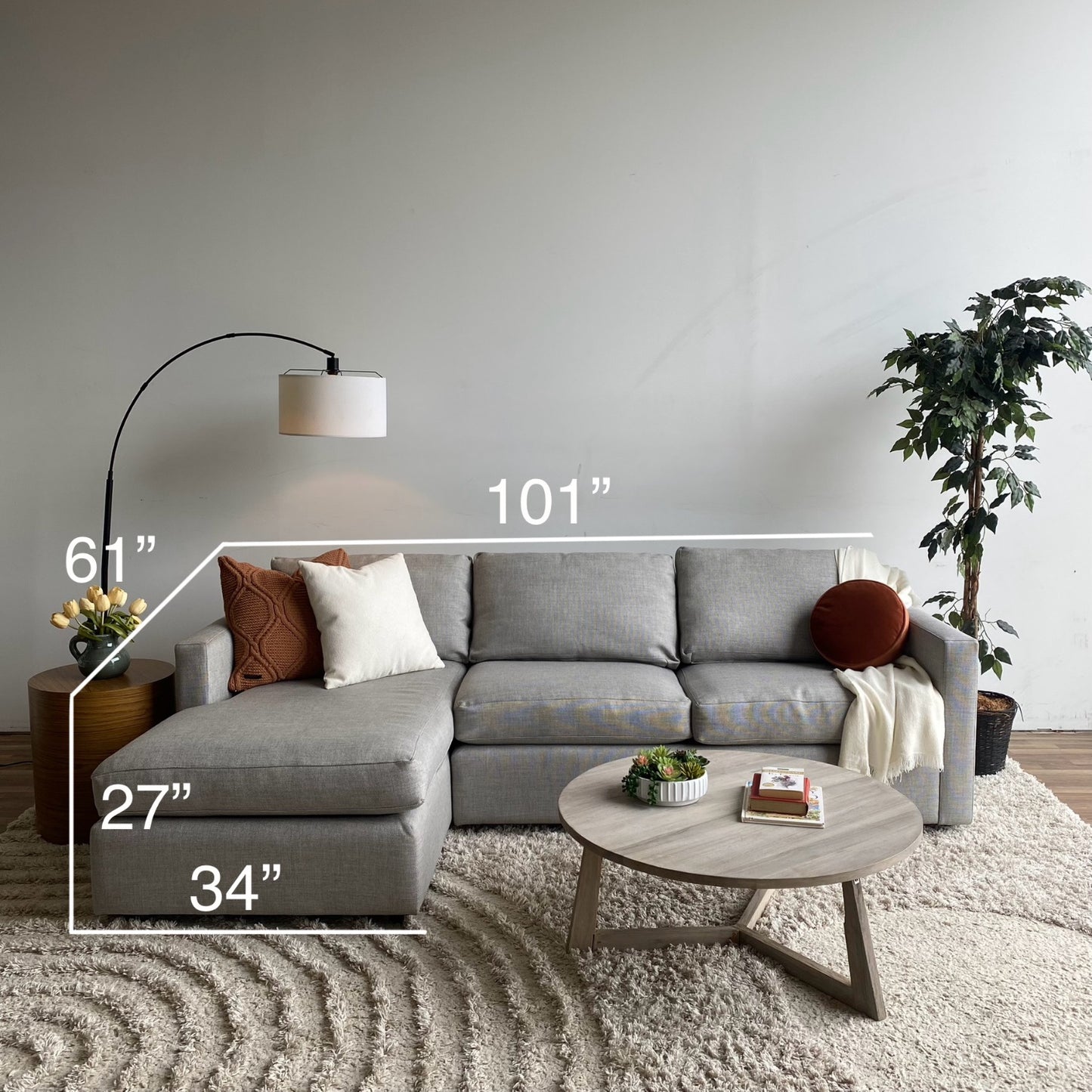 Crate & Barrel Barret II 2 Piece Sectional in Gray