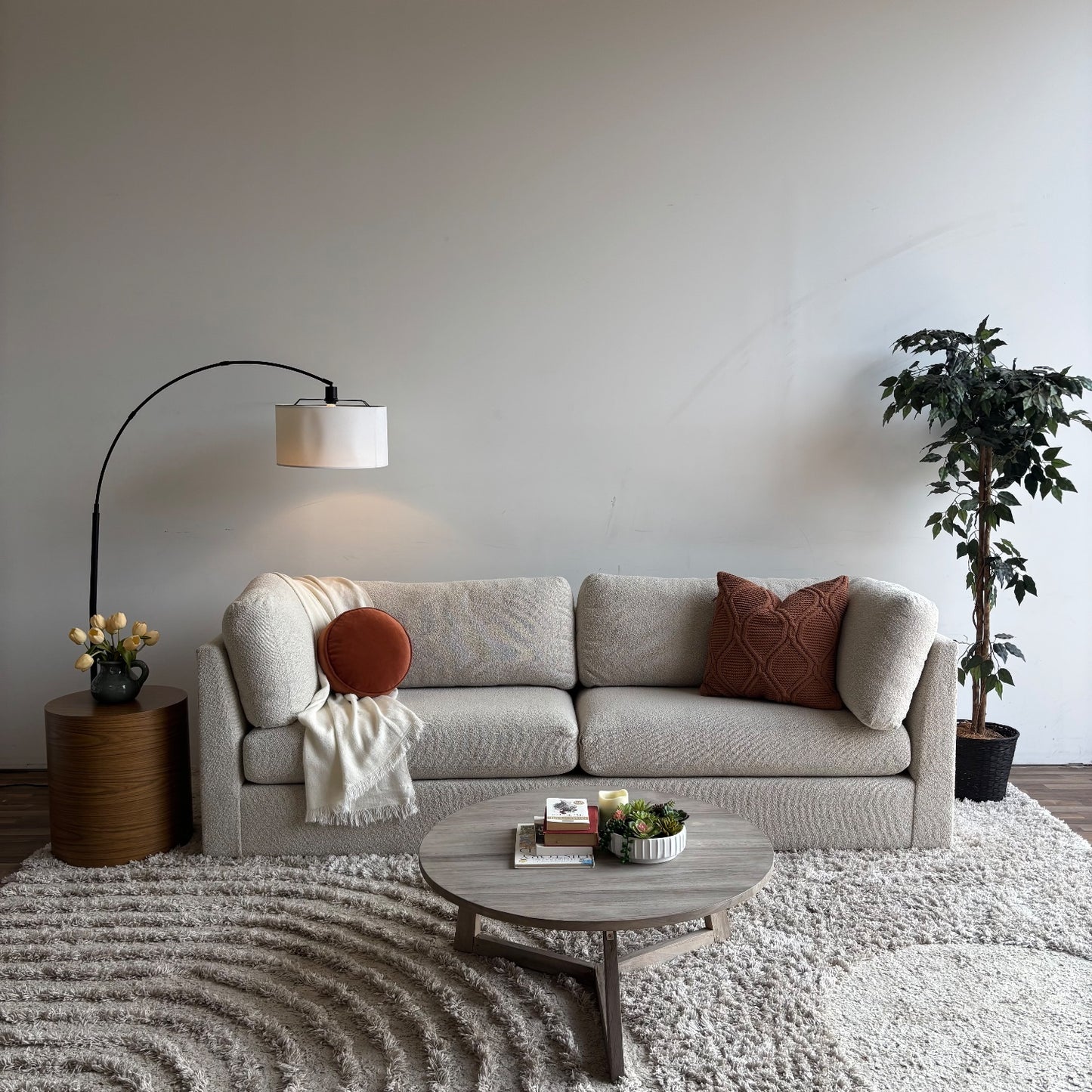 Mitchell Gold & Bob Williams Franco II Studio Sofa in White Boucle