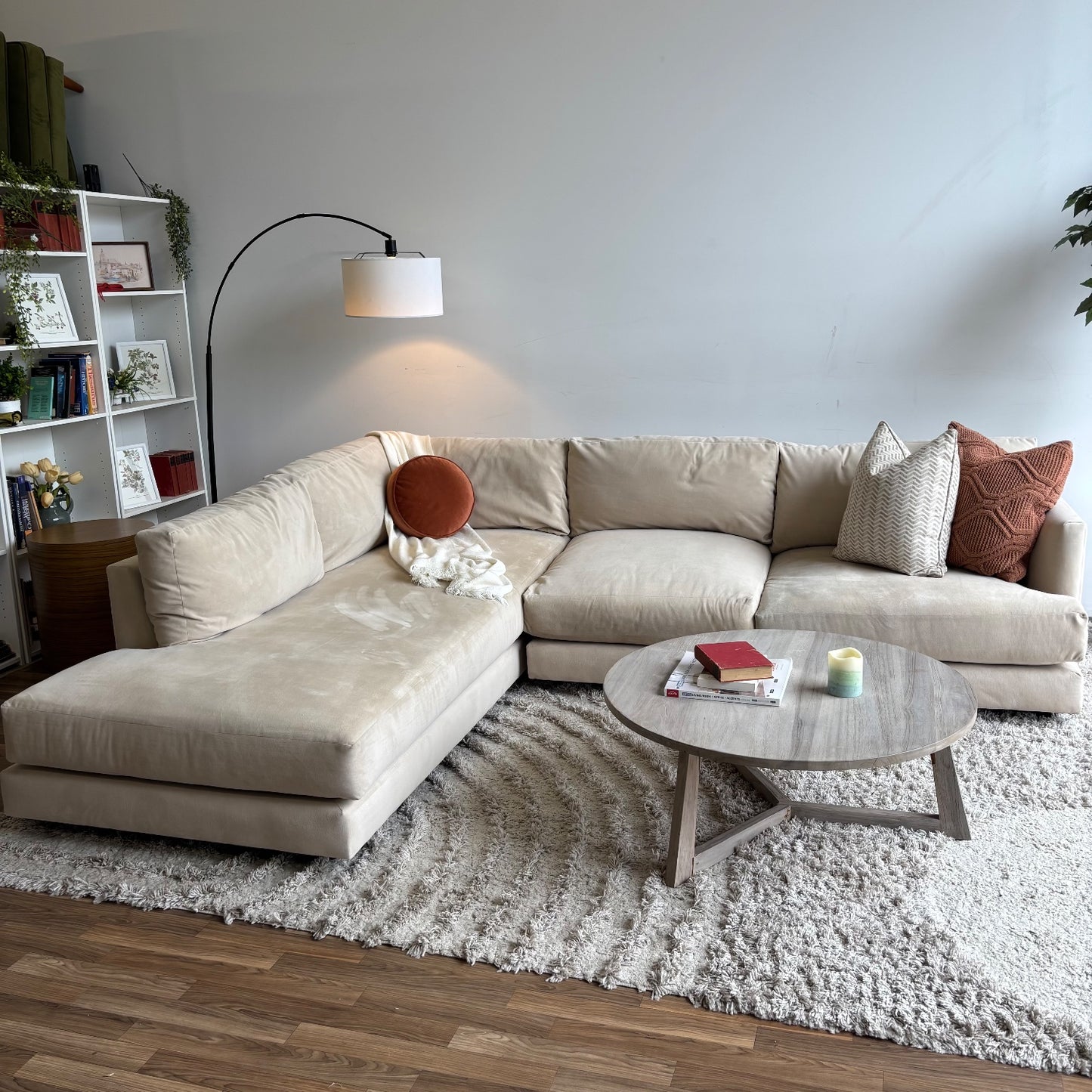 West Elm Haven 2-Piece Bumper Sectional in Beige