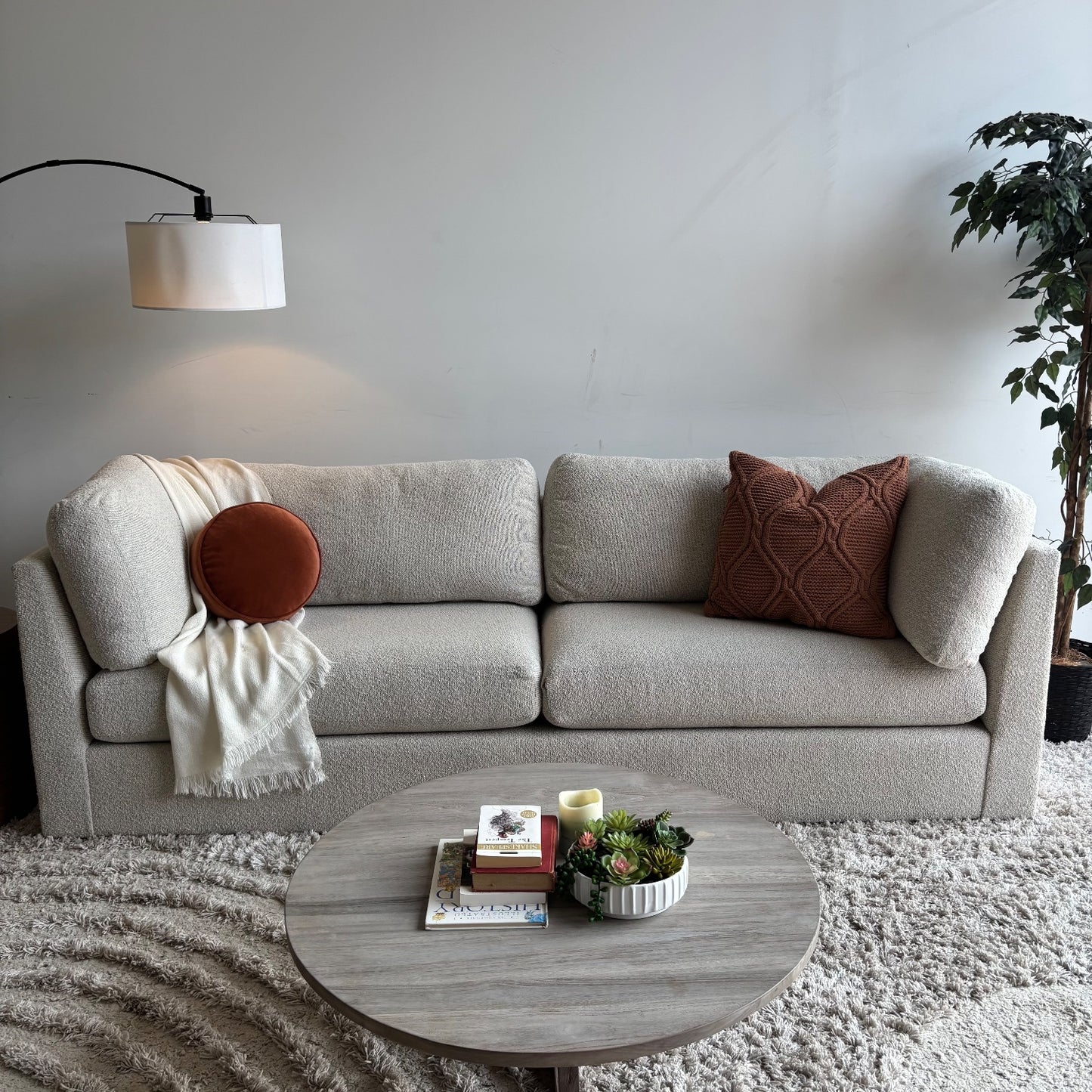 Mitchell Gold & Bob Williams Franco II Studio Sofa in White Boucle