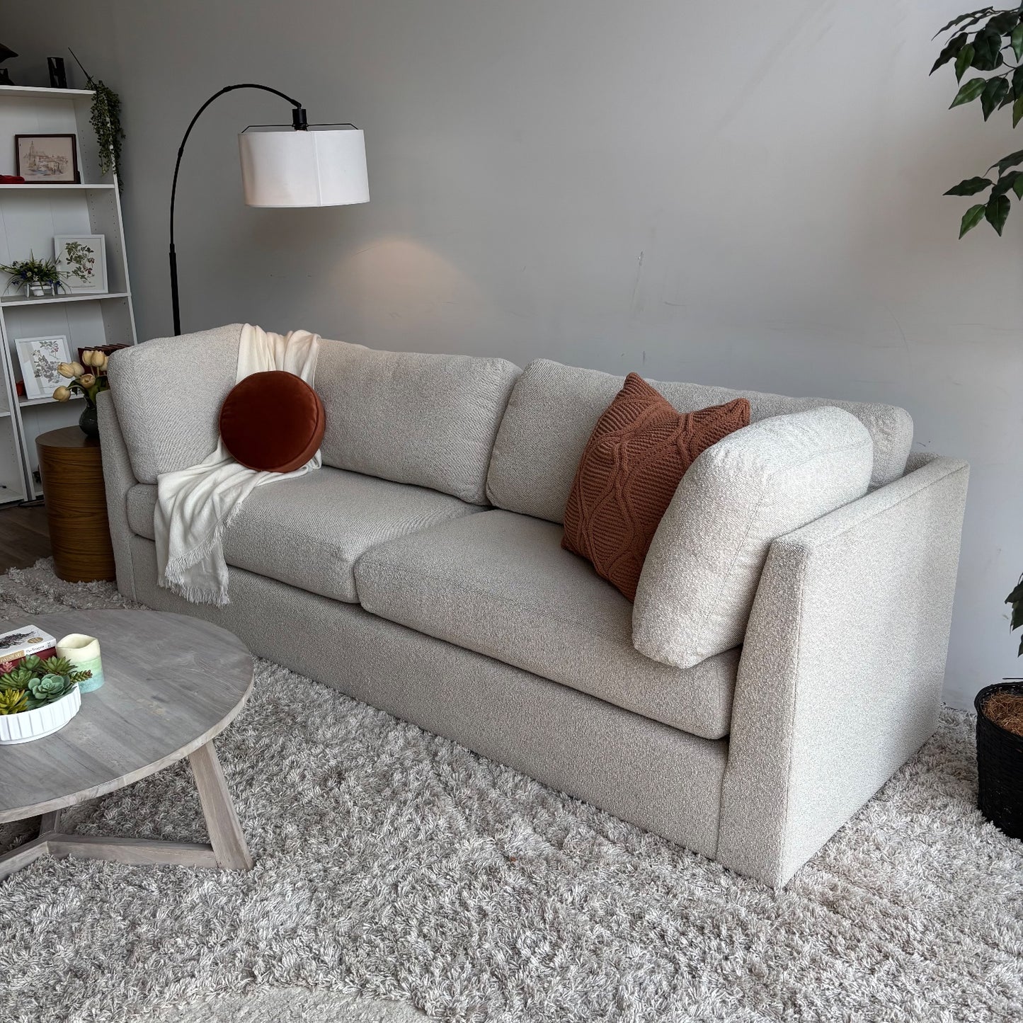 Mitchell Gold & Bob Williams Franco II Studio Sofa in White Boucle
