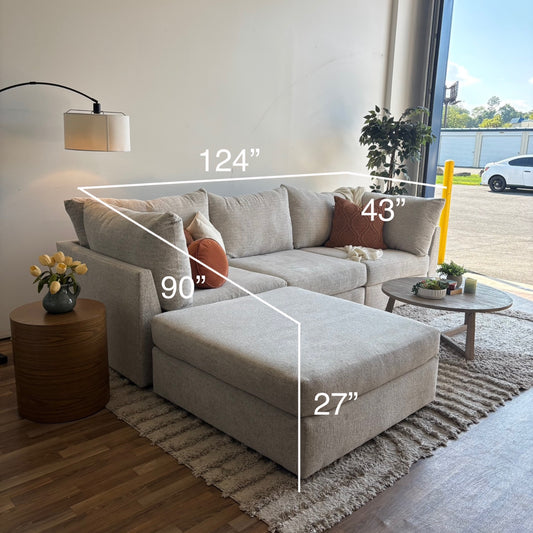 (FLOOR MODEL) Bennett 4pc Modular Sectional Couch in Grey Color