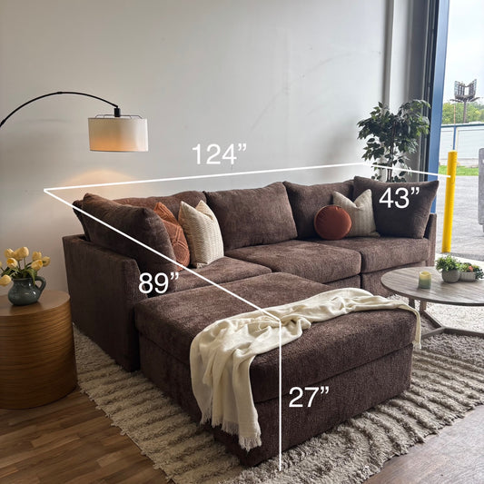 Bennett 4pc Modular Sectional Couch in Chocolate Color