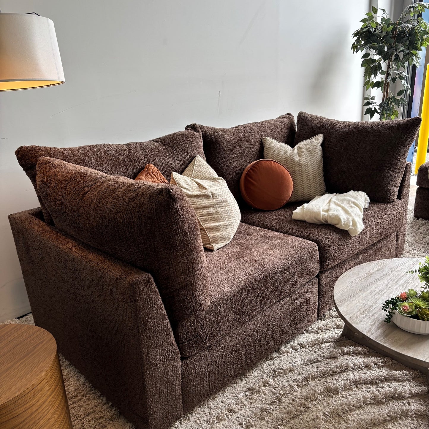 Bennett 2pc Sofa in Chocolate Fabric