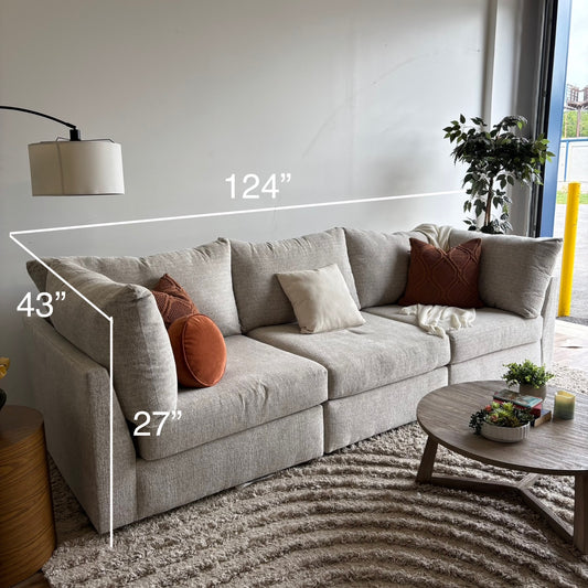 (FLOOR MODEL) Bennett 3pc Modular Couch in Gray Color
