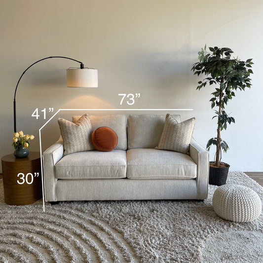 Lindsay Loveseat in Dove Cream Colored Fabric