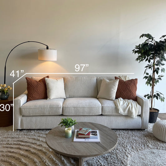 Lindsay Sofa in Dove Cream Colored Fabric