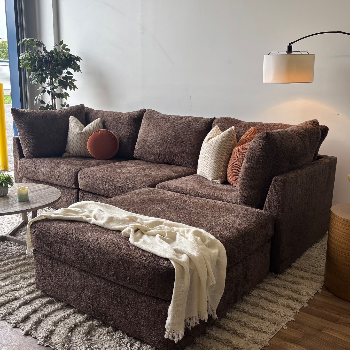 Bennett 4pc Modular Sectional Couch in Chocolate Color
