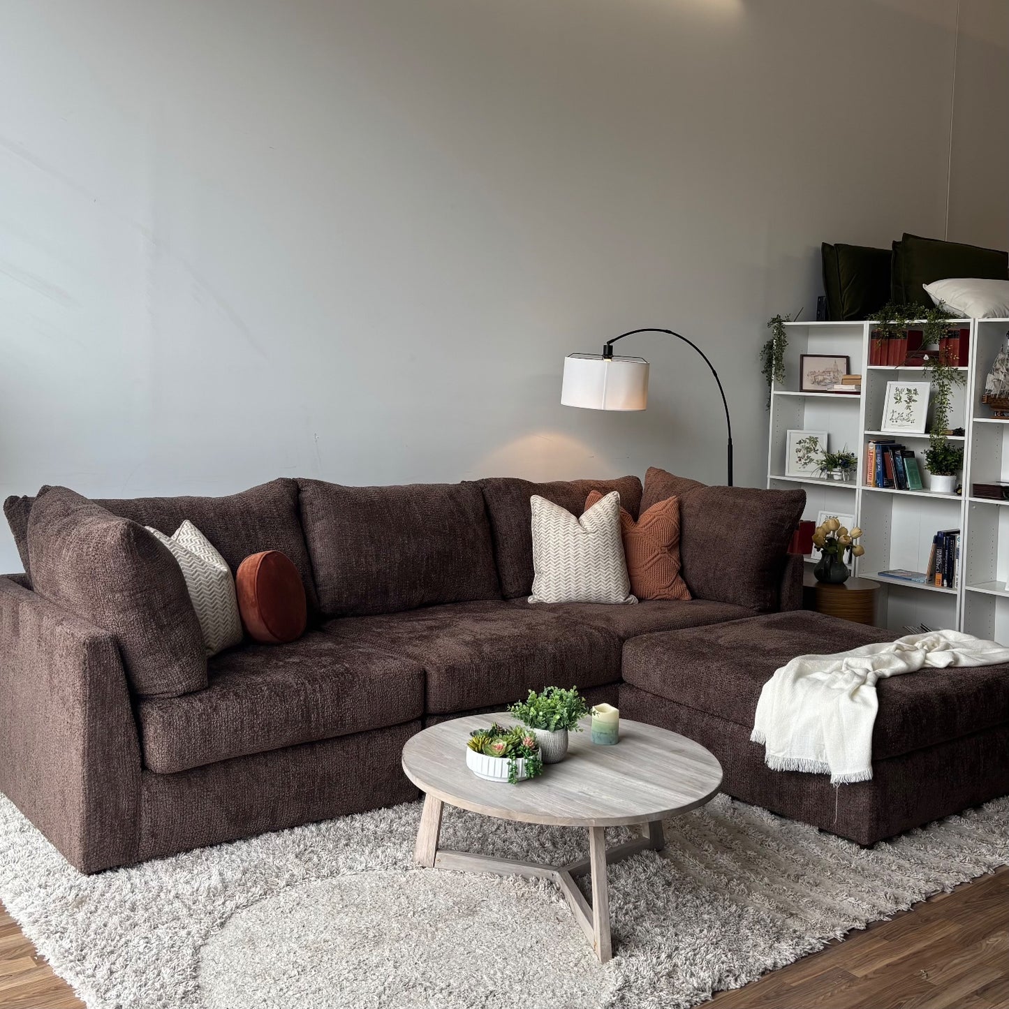 Bennett 4pc Modular Sectional Couch in Chocolate Color