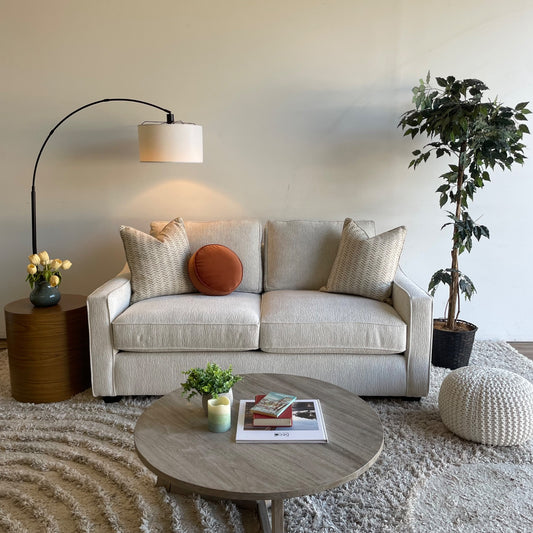 Lindsay Loveseat in Dove Cream Colored Fabric