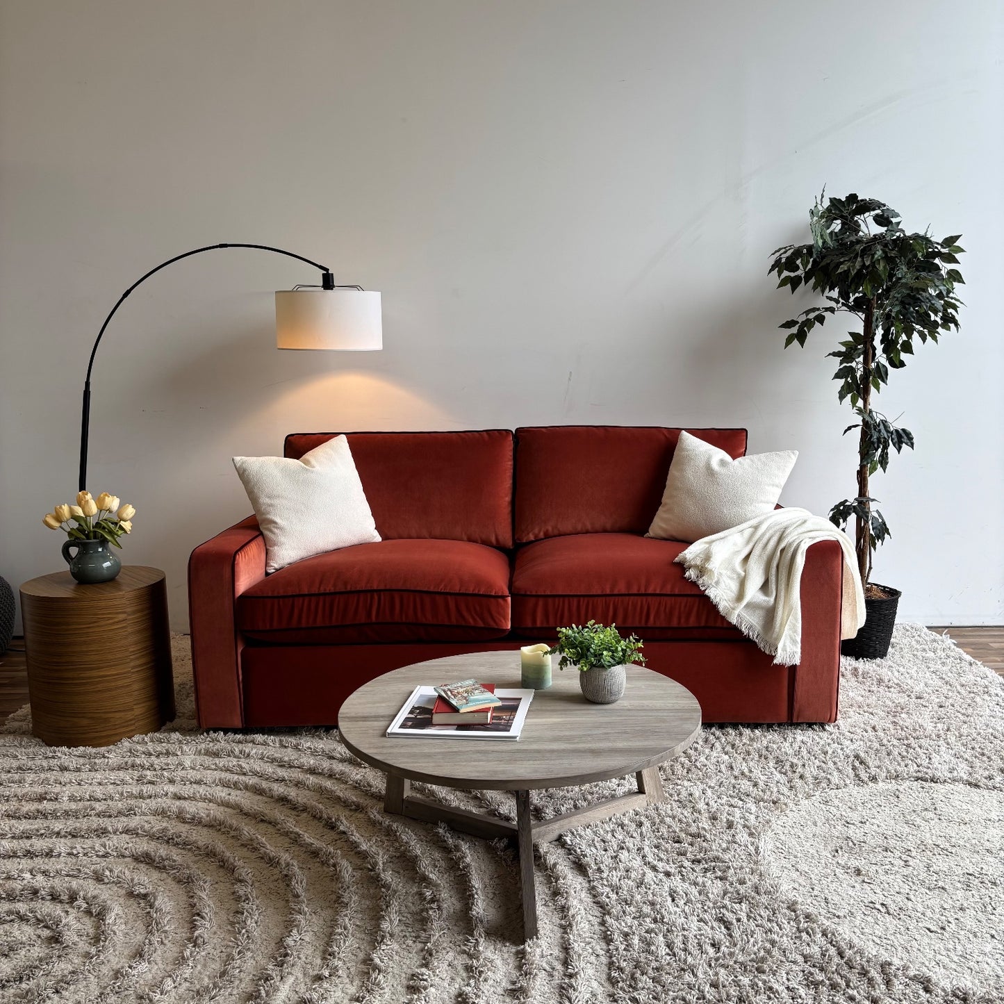 Interior Define James Sleeper Sofa in Velvet Berry Red