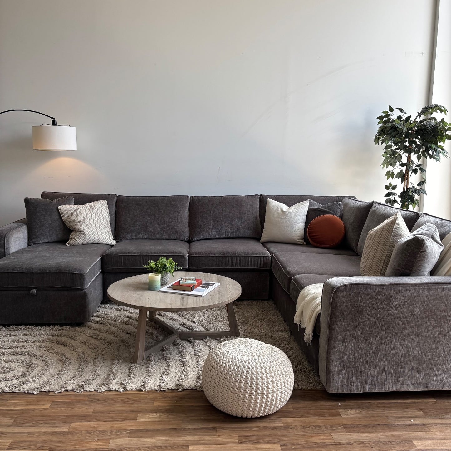 Interior Define James 4pc L Sectional Couch in Dark Gray