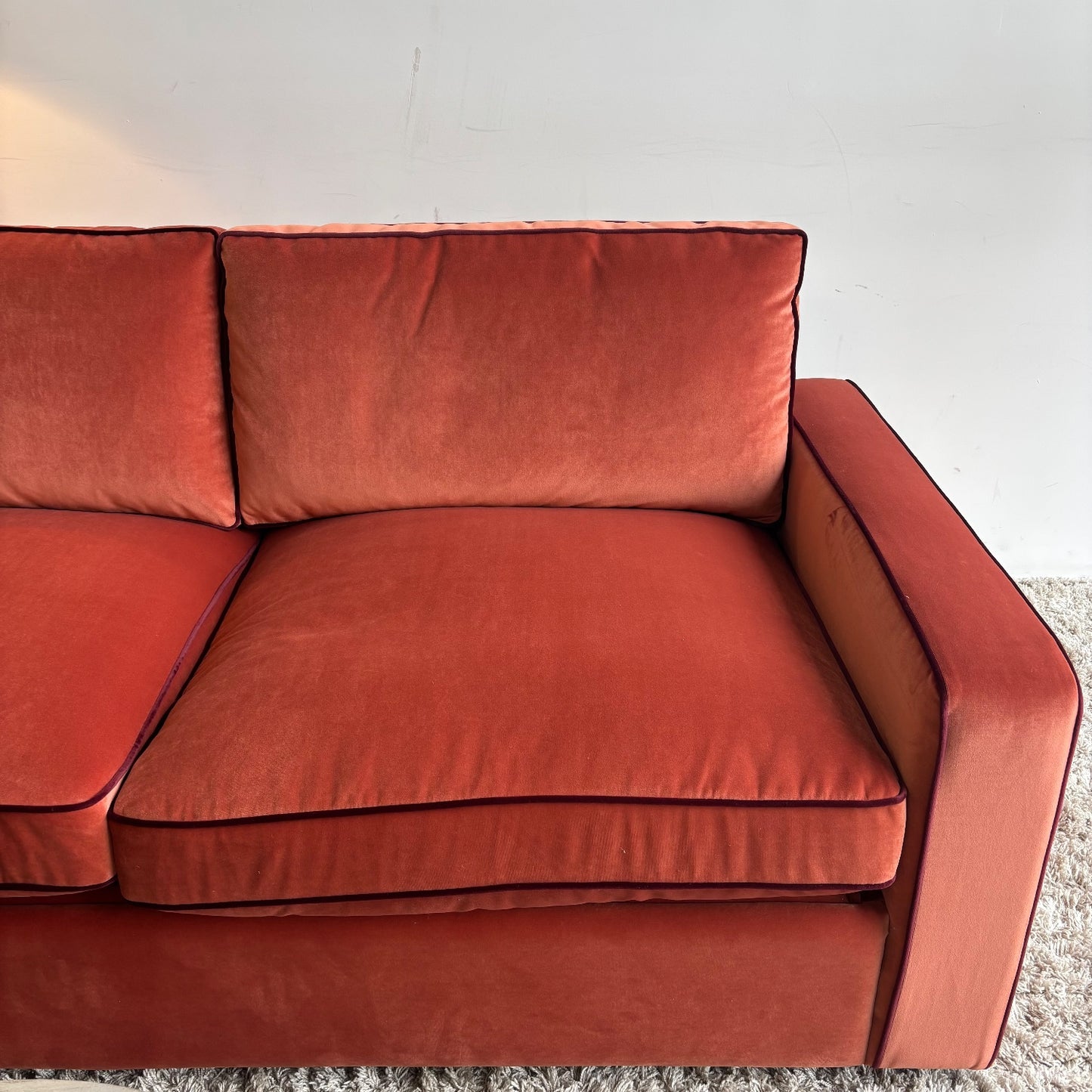 Interior Define James Sleeper Sofa in Velvet Berry Red