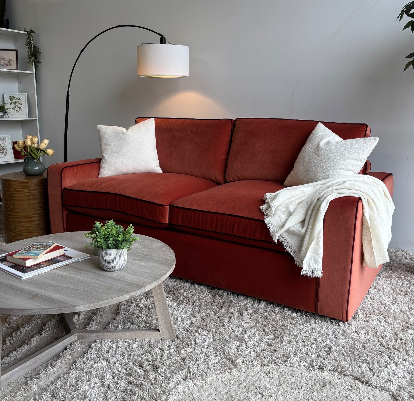 Interior Define James Sleeper Sofa in Velvet Berry Red
