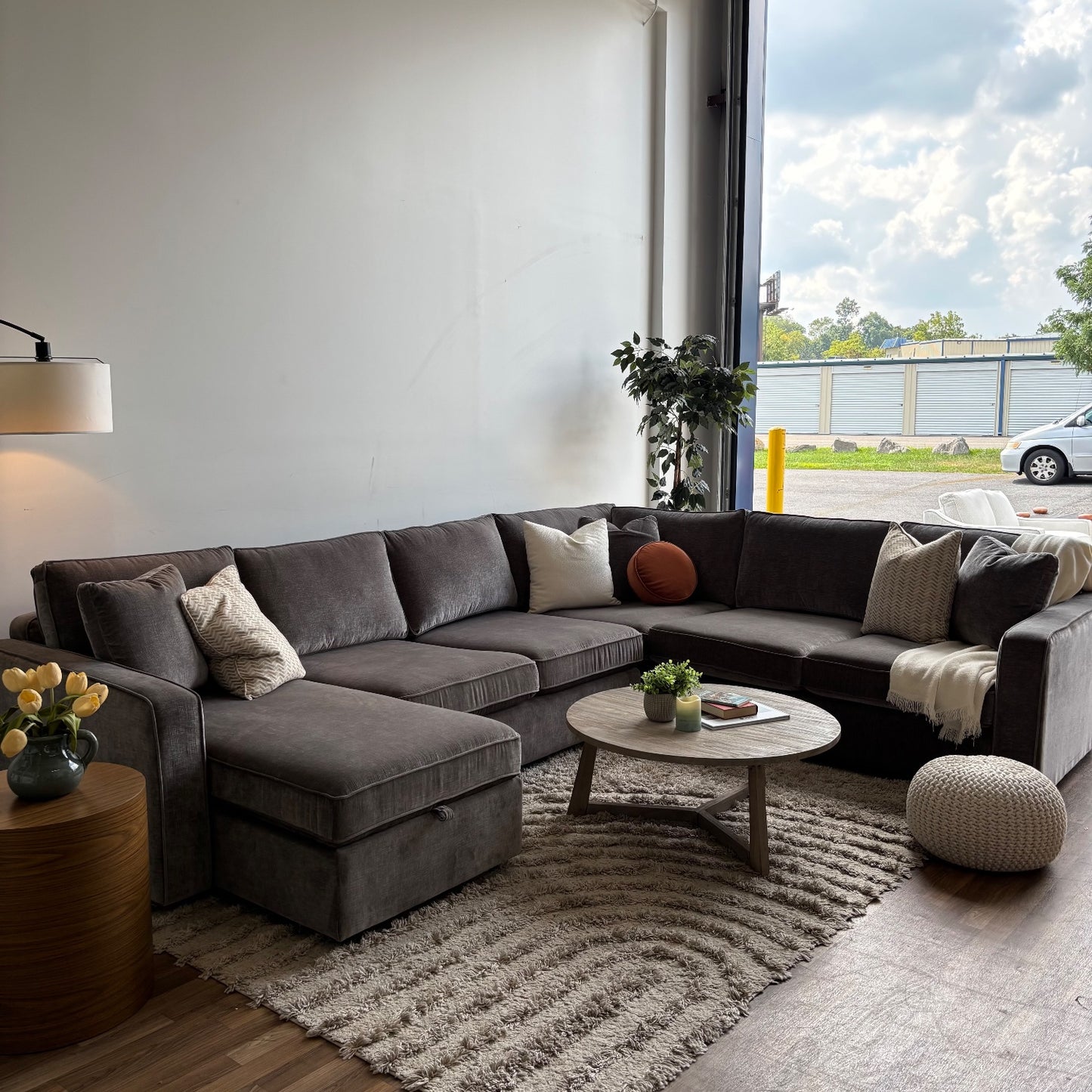 Interior Define James 4pc L Sectional Couch in Dark Gray