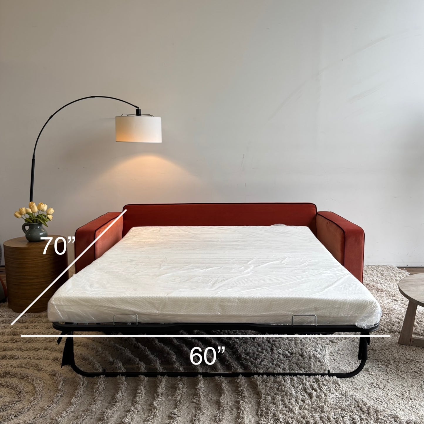Interior Define James Sleeper Sofa in Velvet Berry Red