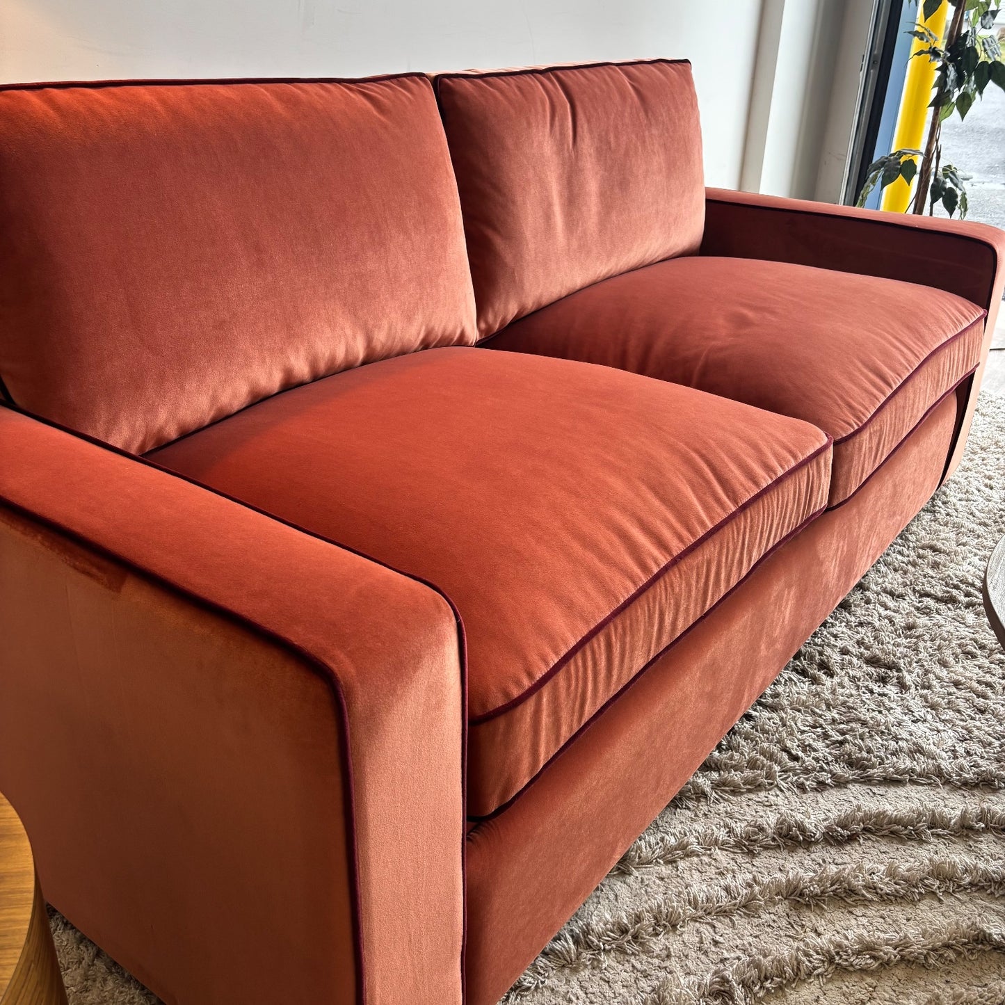 Interior Define James Sleeper Sofa in Velvet Berry Red